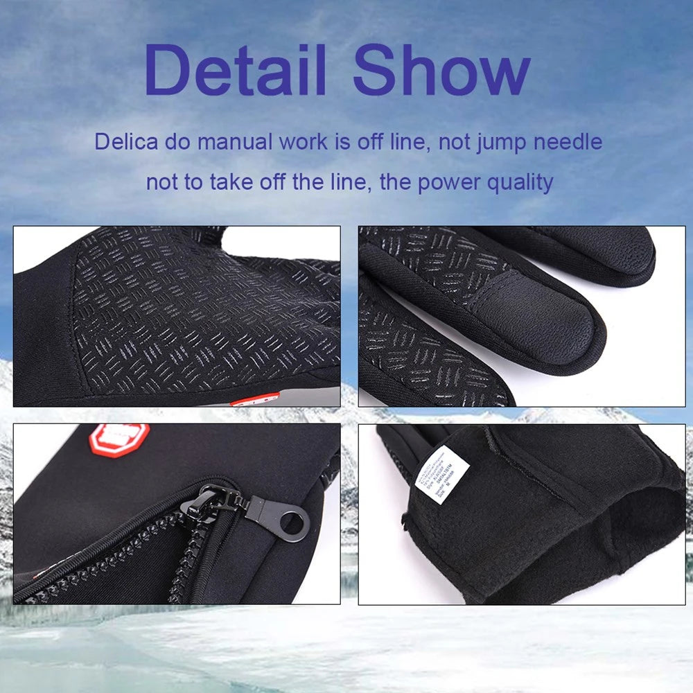 Winter Fahrradhandschuhe Herren Damen Motorrad Fleece Sport Reißverschluss Herbst Touchscreen Warm Wasserabweisend Winddicht Rutschfest Handschuh