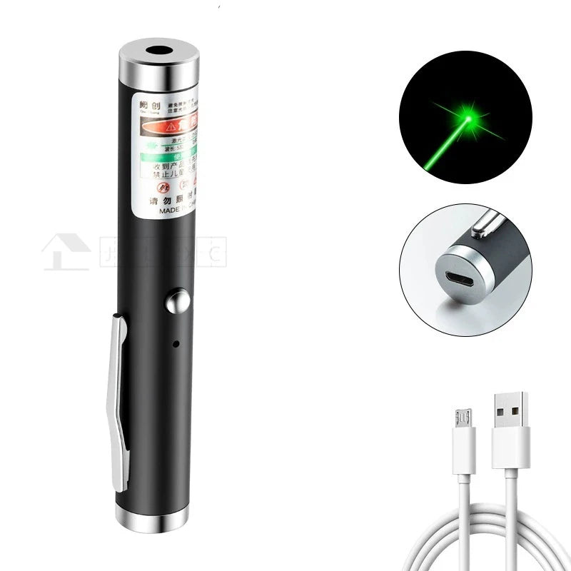 Tragbarer USB-Grünlaserpointer 2-in-1 Abnehmbare Lampenfassung Mini-Laserstift Sichtbarer Fokus Rote Kombination für die Jagd