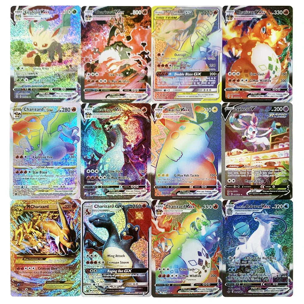 10-100 Stück Pokémon Karten Englisch Französisch Spanisch Deutsch Italienisch GX Team Vmax EX Glänzendes Spiel Battle Sammelkarten Spielzeug