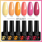 LILYCUTE 7ML 6PCS Neon Gel Nagellack Set fluoreszierend Farbwechsel Semi Permanent Soak Off Maniküre-Kit Nail Art Gel