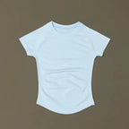 Sport Short Sleeve Top Women Running Sports T Shirt Summer Short Sleeve Round Neck Breathable Gym Vest Yoga Fitness Top