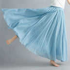 Neue 2020 Damen Leinen Baumwolle Lange Röcke Elastische Taille Plissierte Maxi Röcke Strand Boho Vintage Sommer Röcke Faldas Saia