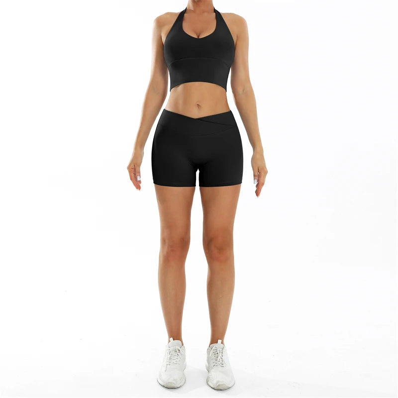 Scrunch-Sportanzug Damen Yoga-Set Gymnastik-Kleidung Sexy Sport-BHs und Schlaghosen-Sets Fitness-Outfits Damen Trainingskleidung