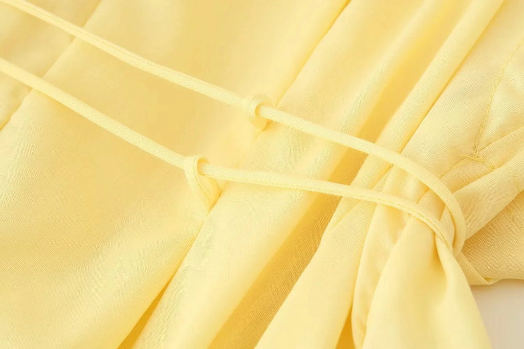 KONDALA 2026 Frühling Sommer Vintage Damenkleid Mode Einreihig Schärpen Drapierter V-Ausschnitt Ärmellos Schicke Braune Damenkleider