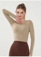 Fashion Sport Tops Pilates Laufen mit Brustpolster Fitness Langarm Enganliegende Schnelltrocknende Shirts Yoga Top Oberbekleidung