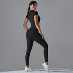 Ärmelloser Yoga-Jumpsuit mit Reißverschluss, schnelltrocknender, atmungsaktiver, figurbetonter Outdoor-Sport-Jumpsuit, Fitnessanzug