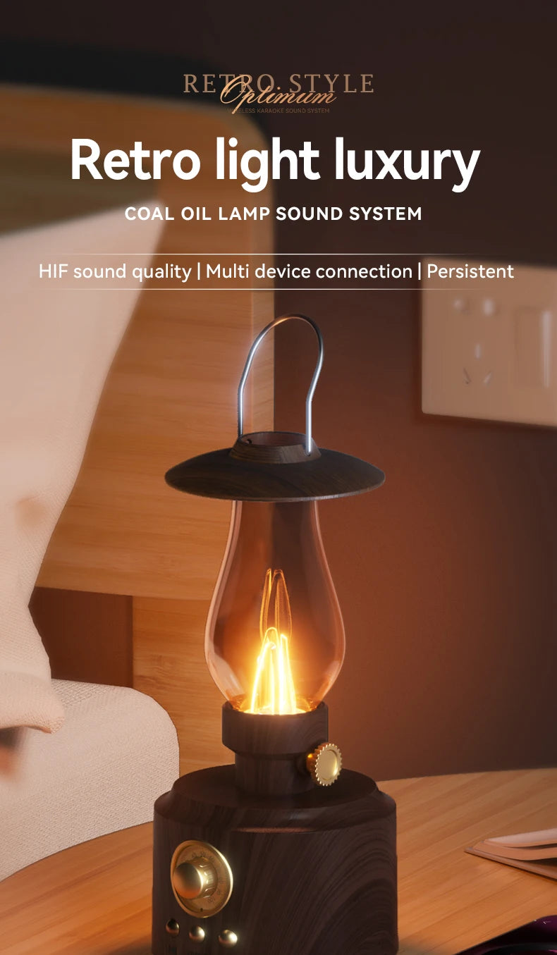 Retro Lampen-Stil Kabelloser Bluetooth-Lautsprecher mit Tragbarem FM-Radio und USB-Anschluss Bluetooth 5.3 Geeignet für Camping, Heimdekoration