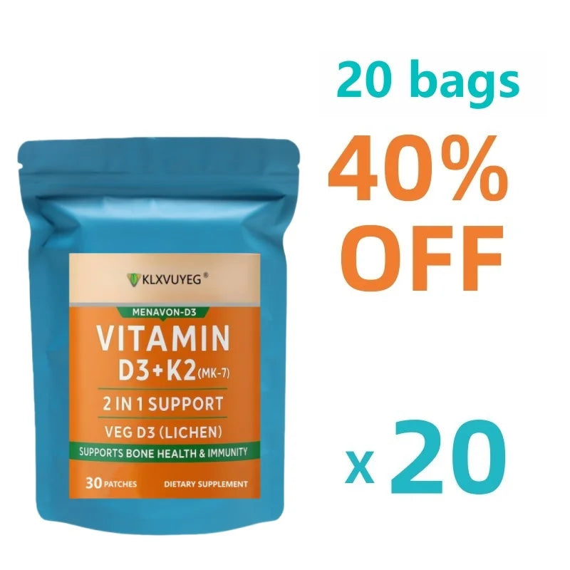Vitamin D3 K2 | Vitamin K2 MK7 Patch für Knochen- & Herzgesundheit | Vitamin D für Frauen & Männer | Vitamin K2 und D3 Nahrungsergänzungsmittel