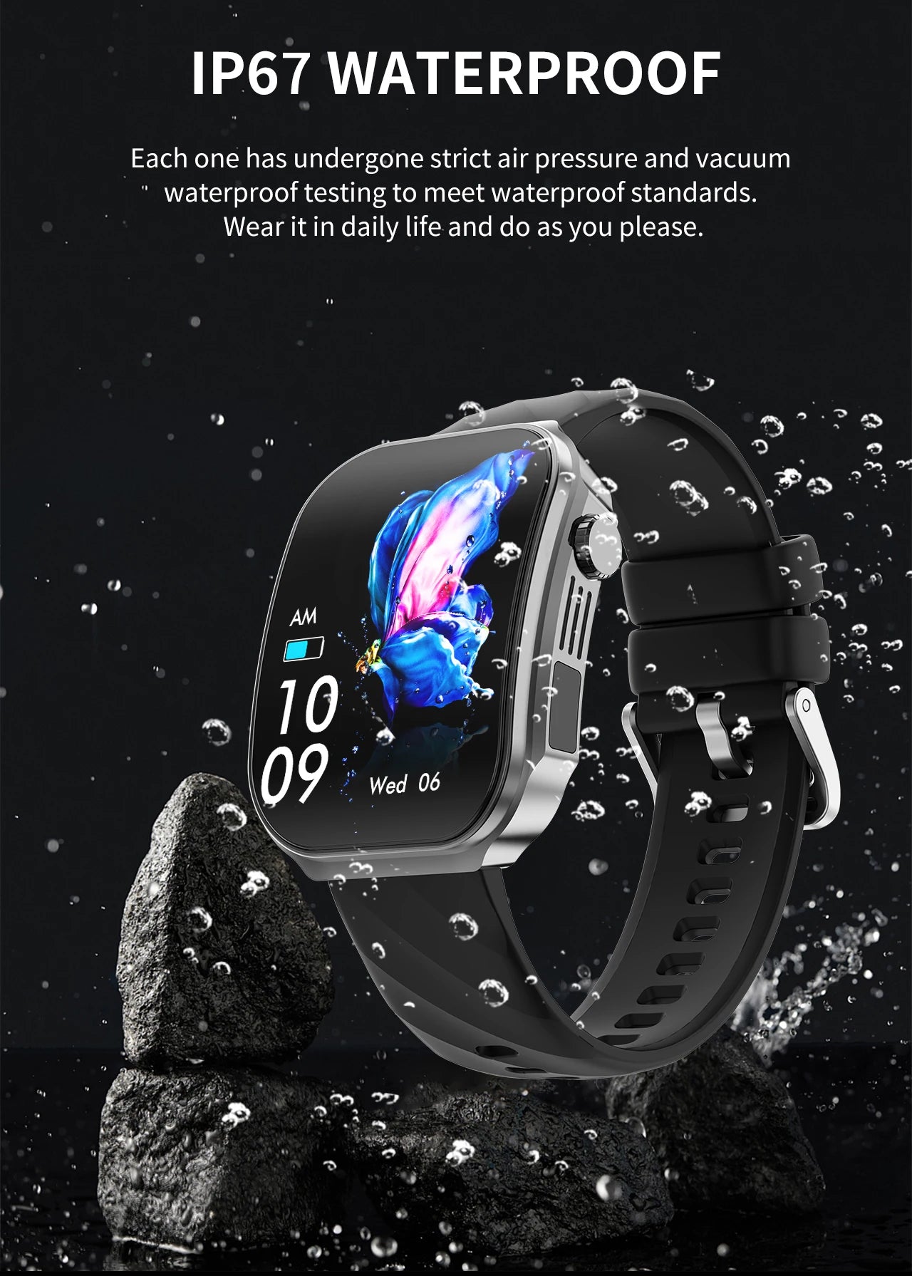 LIGE Neue 2,2-Zoll 3D Gebogenes Display Smartwatch Mit LED-Licht Thermometer Gesundheitsmonitor Smartwatch BT Anruf Sport Fitness Uhr
