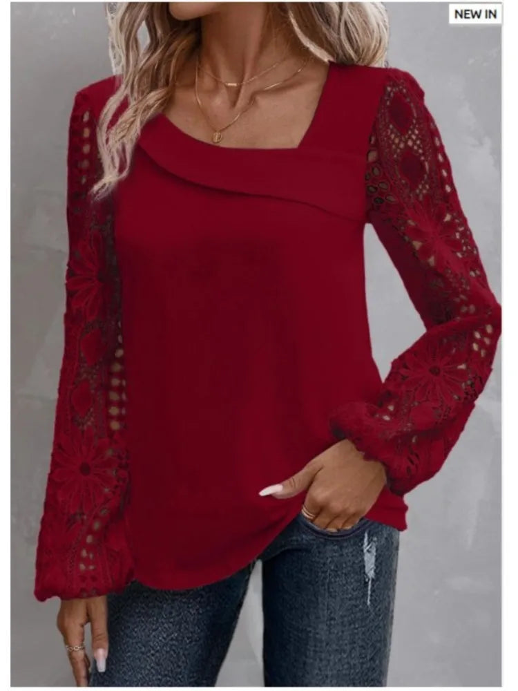 Mode Weiße Spitze Bluse Damen 2023 Neuheiten Hemden und Blusen Elegant Weiblich Locker Langarm Oberteile