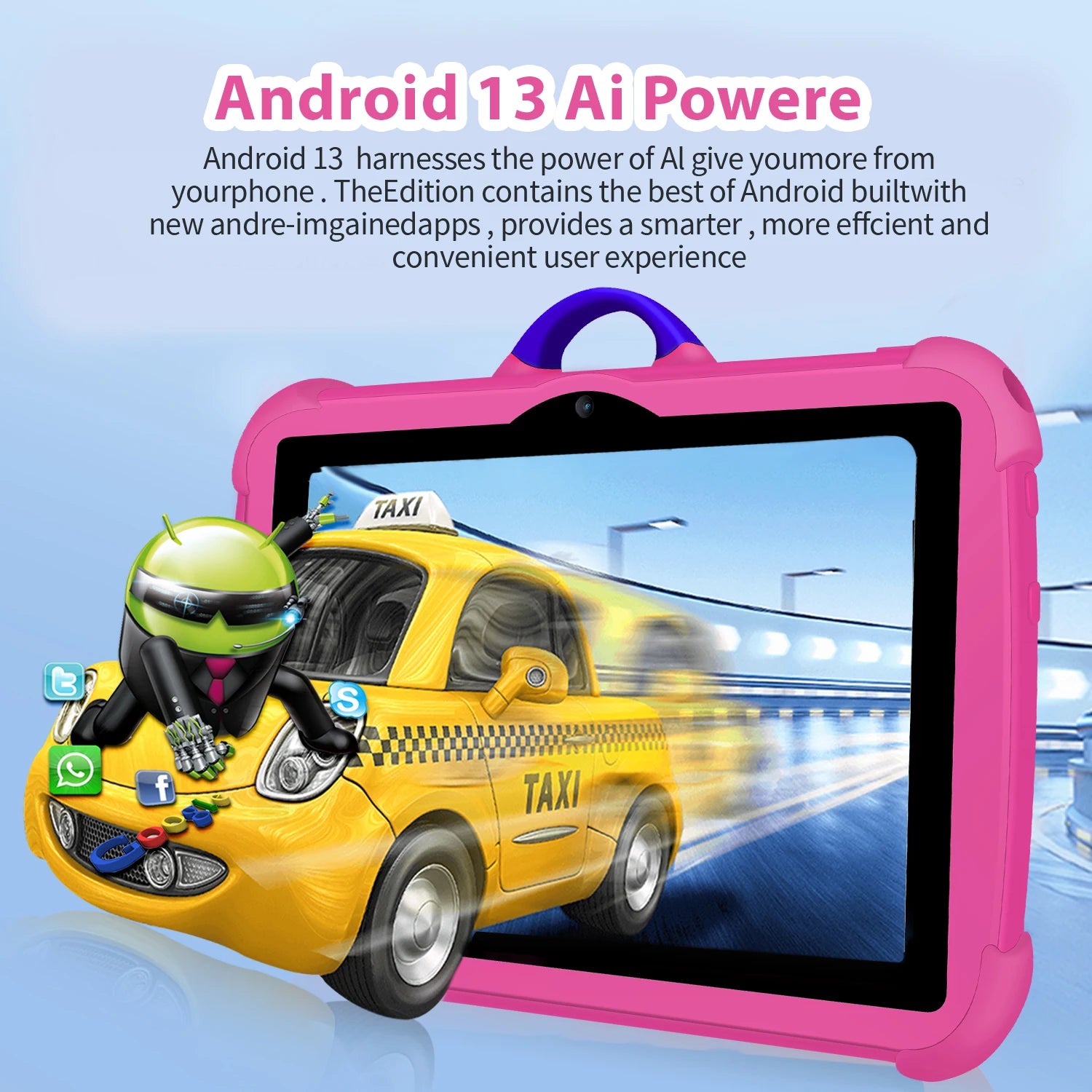 Neues Cartoon-Muster Kinder-Tablet 7 Zoll Quad-Core 4GB RAM 64GB ROM Android Lernspiele Tablets Kindergeschenke
