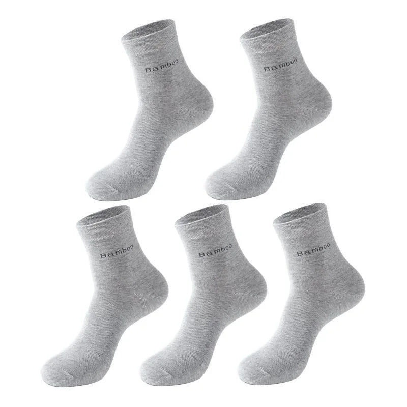 5 Paar/Herren Bambussocken Bequem Atmungsaktiv Freizeit Business Herren Crew Socken Hohe Qualität Antibakteriell Wadenhohe Socken EU39-45