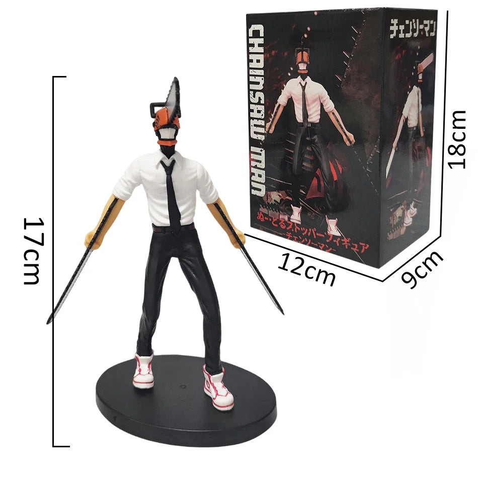 Anime Chainsaw Man Figur 2er Set Denji Actionfigur 14-17cm Auto Dekoration Puppe PVC Modell Sammlerstücke Kindergeschenke