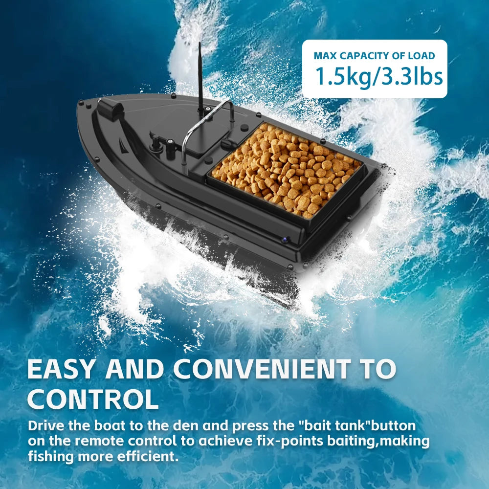 D16 Futterboot mit einzelnem Köderbehälter, automatisches Köderboot mit Fernbedienung, 400–500 m Reichweite, 12000 mAh