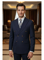 ST Cassy Dunkelblau Eleganter Herrenanzug 2-teiliges Set Moderne Hochzeitsanzüge für Herren Stilvoller Business-Büroanzug