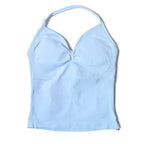 Gym Schöner offener Rücken BH Laufen Training Impact Neckholder Longline Trägertop Sport Yoga Weste Damen Fitness Tank Top