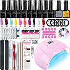 Gel-Nagellack-Kit, professionelles Nagelgel-Kit mit Nageltrockner, Soak-Off-Nagellack-Kit, Unterlack, Überlack, Maniküre-Werkzeug-Set