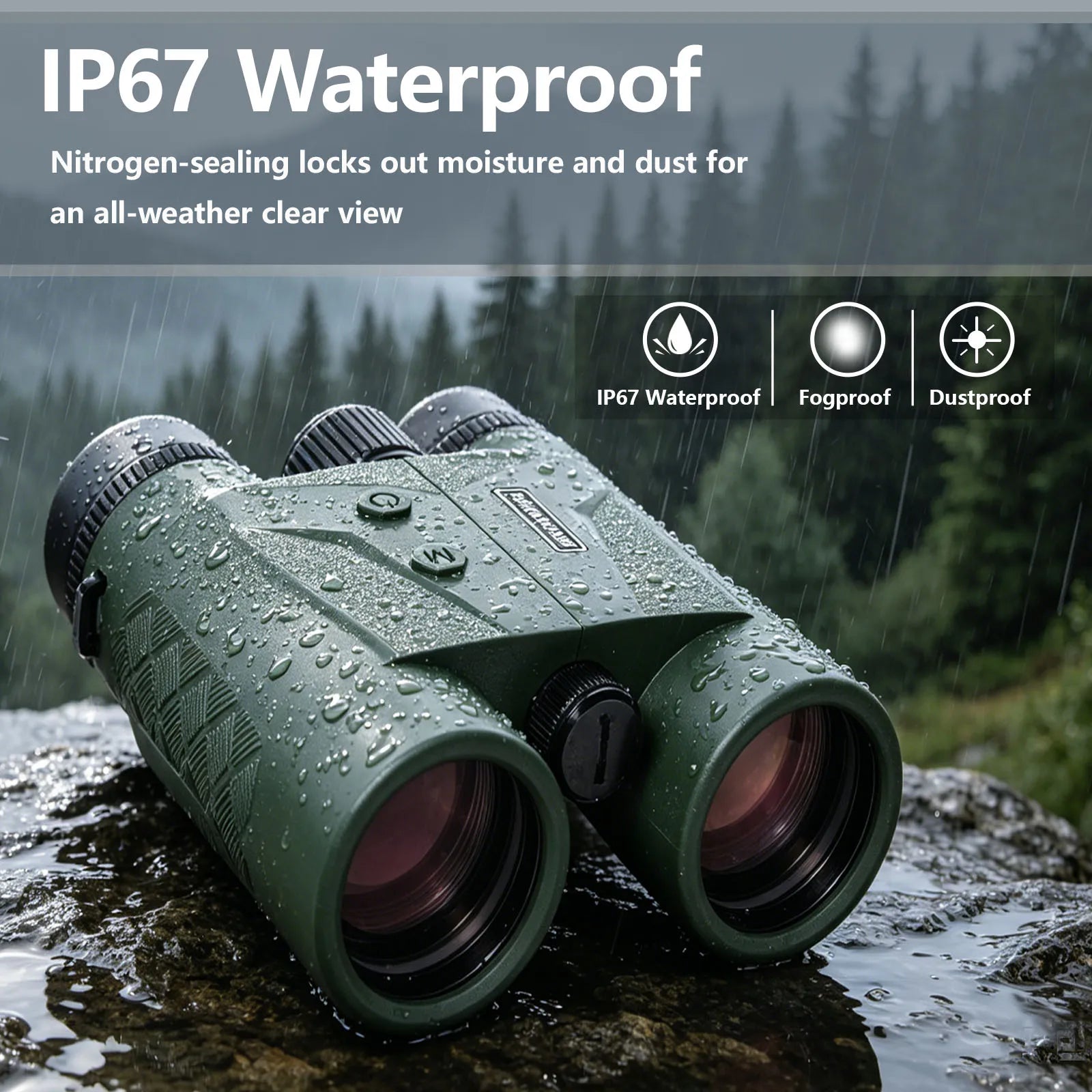 BOSHIWEI 10x42 HD Fernglas mit Laser-Entfernungsmesser IPX7 Wasserdicht Ergonomisches Design für lange Betrachtungs- und Messzeiten im Freien