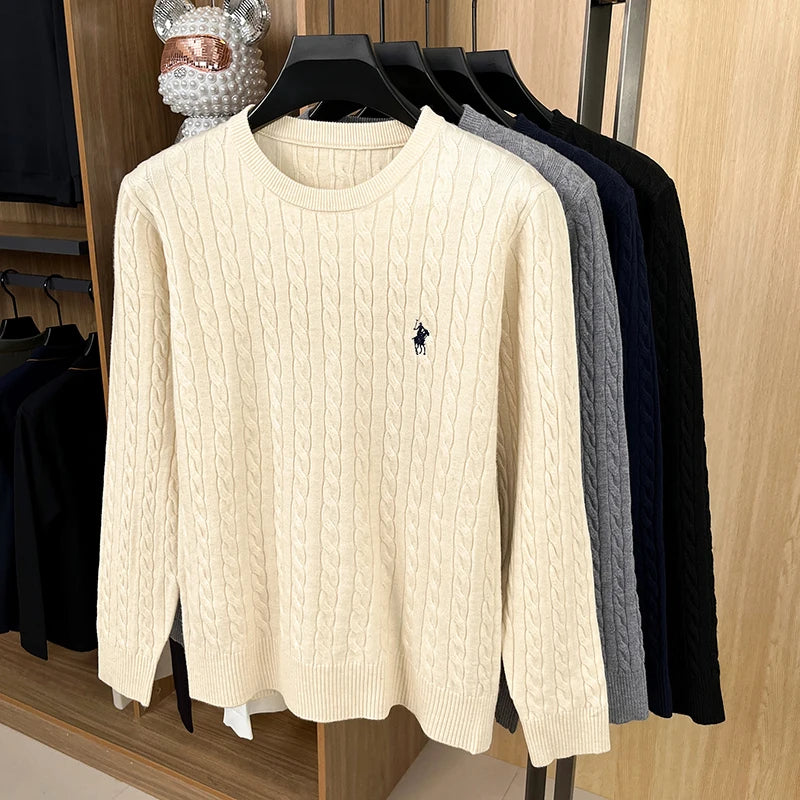Luxus Herrenmarke Frühling Hochwertiger Strickpullover Rundhals Jacquard-Stickerei Langarm Pullover Freizeit Mode Herren C