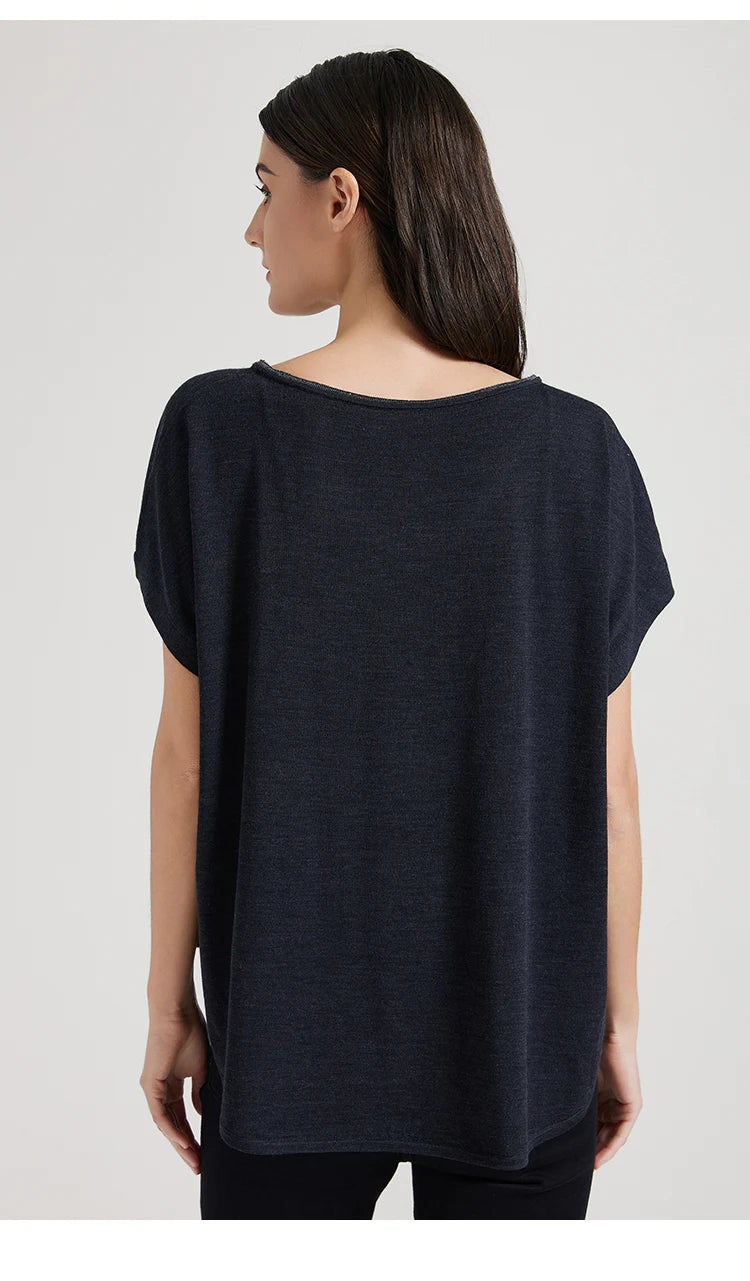 BC1095 Luxuriöse Damenbekleidung Seide Wolle Damen Kleidung lockere Merinowolle Weste Pullover für Damen