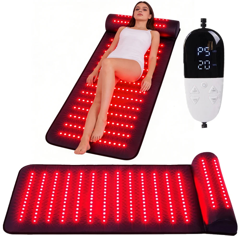 Rotlichttherapie-Matte mit Nackenstütze, Ferninfrarot zur Linderung von Nacken-, Rücken-, Schulter- und Knieschmerzen, Muskelentspannung, Heimgebrauch, Spa-Massagegerät Hauptbild