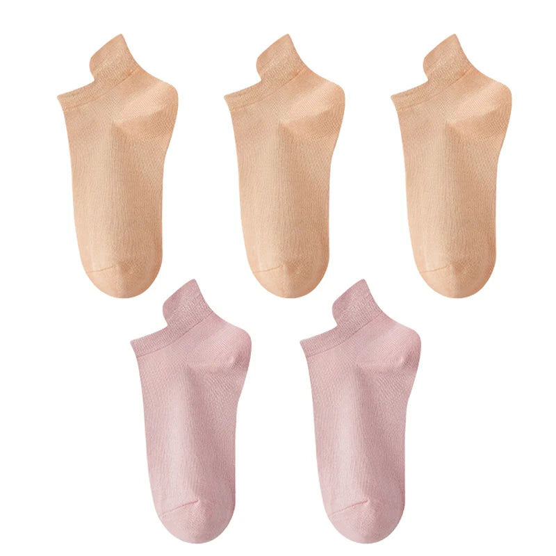 10 Stück=5 Paar Damen Socken Casual Atmungsaktiv Hohe Qualität Knöchelsocken Sommer Low Cut Baumwolle Dünne Kurze Elastische Socken calcetines