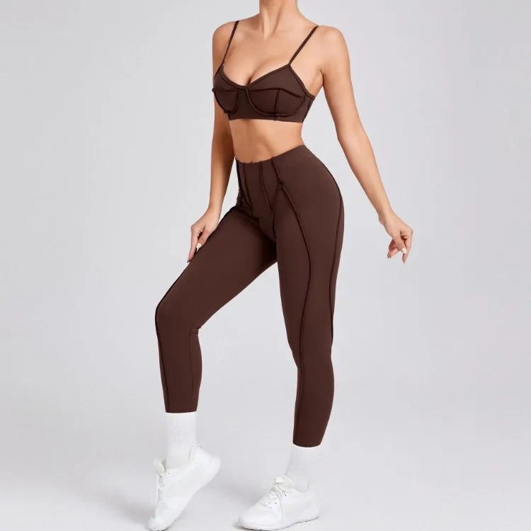 Nahtlose Yoga-Sets Sport-Fitness Hochbund-Hüfthebe-Formhose Rückenfreier BH-Anzug Workout-Gym-Leggings-Sets für Damen