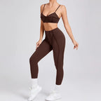 Nahtlose Yoga-Sets Sport-Fitness Hochbund-Hüfthebe-Formhose Rückenfreier BH-Anzug Workout-Gym-Leggings-Sets für Damen