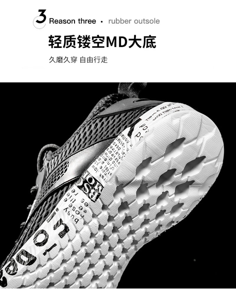 Sommer Herren Schwarze Hohl-Mesh-Sneaker Mode Atmungsaktive Leichte Freizeit-Gehschuhe Bedruckte Sohle Outdoor-Sport-Schuhe