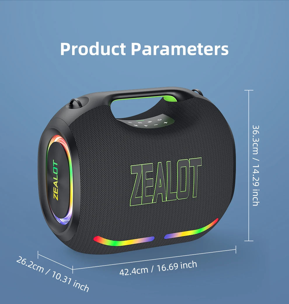 ZEALOT-ZE21 250W Tragbarer Bluetooth Lautsprecher Hohe Lautstärke Wasserdicht 48000mAh Kabelloser TWS Subwoofer Unterstützt USB/TF/AUX RGB-Licht