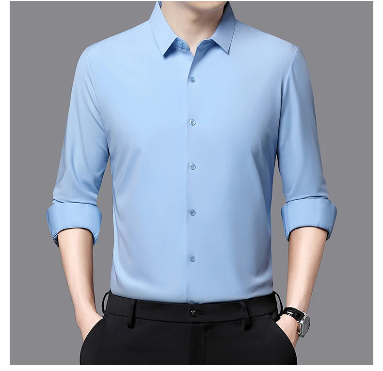 Premium Herren Ultra-Stretch Hemd – Hochwertiges seidiges Business Hemd mit langen Ärmeln für den Business- und Freizeitbereich
