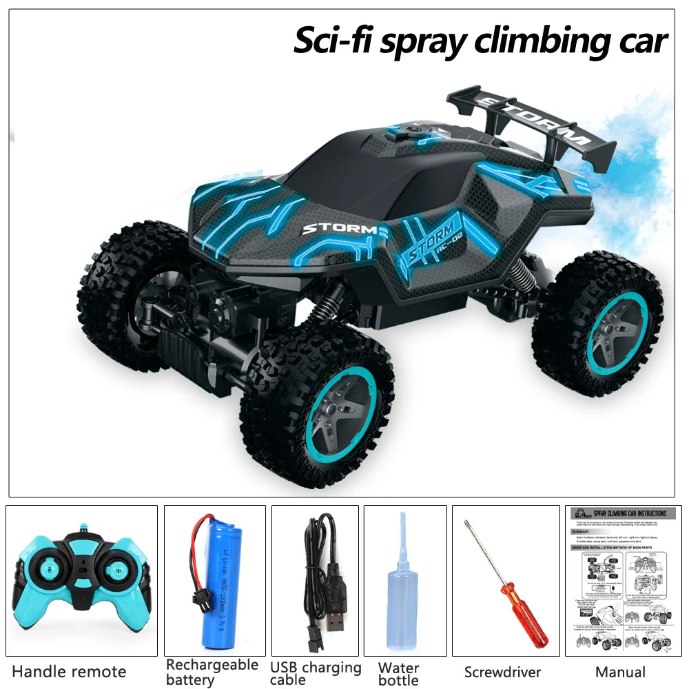 4WD RC Drift-Auto mit Musik, LED-Lichtern, 2.4G Gesten-Funkfernbedienung, Sprüh-Stunt-Auto, 360° drehbares Kletterauto, Spielzeuggeschenk