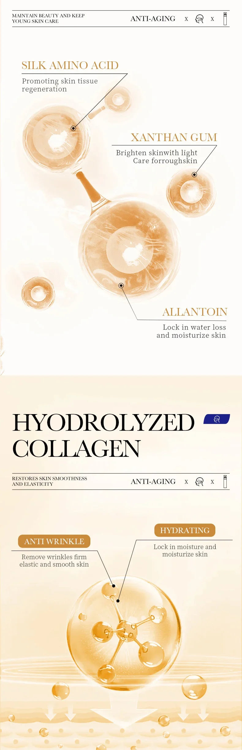 SADOER Collagen Gesichts-Serum Gesichtslotion Feuchtigkeitsspendende Gesichts-Emulsion Ölkontrolle Wasserauffüllung Erfrischende Gesichts-Essenz