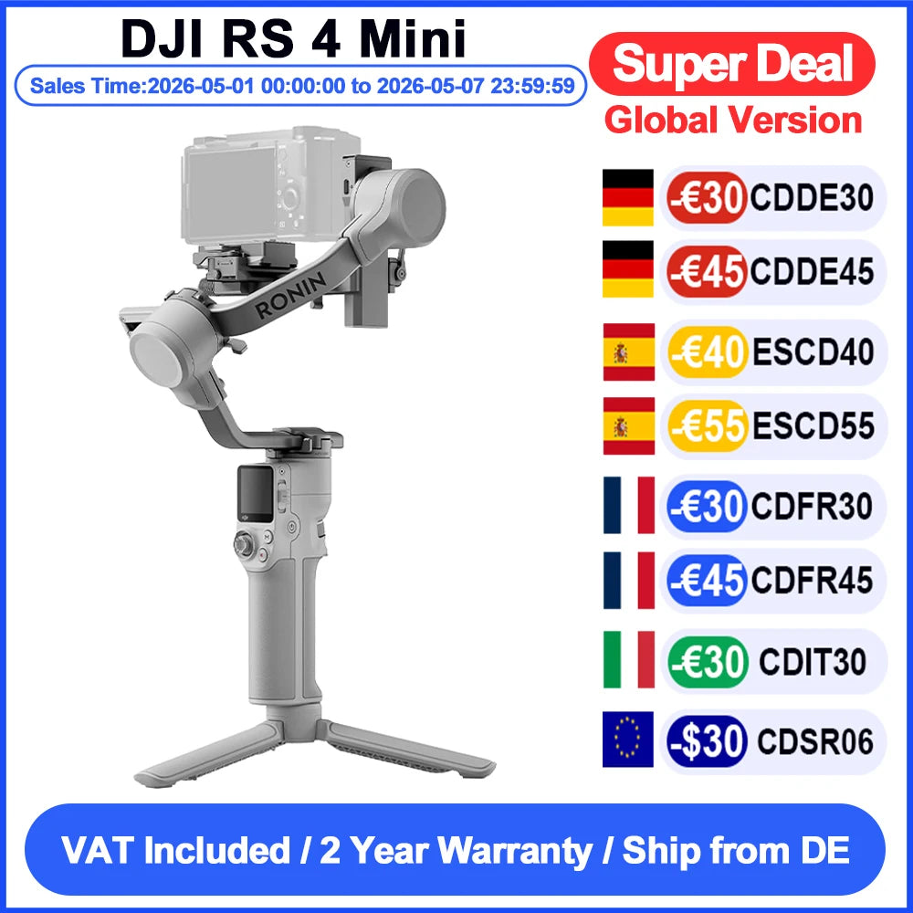 DJI RS 4 Mini Handheld Gimbal-Stabilisator für Sony A7/ZV Kameras und Smartphones Intelligentes Tracking