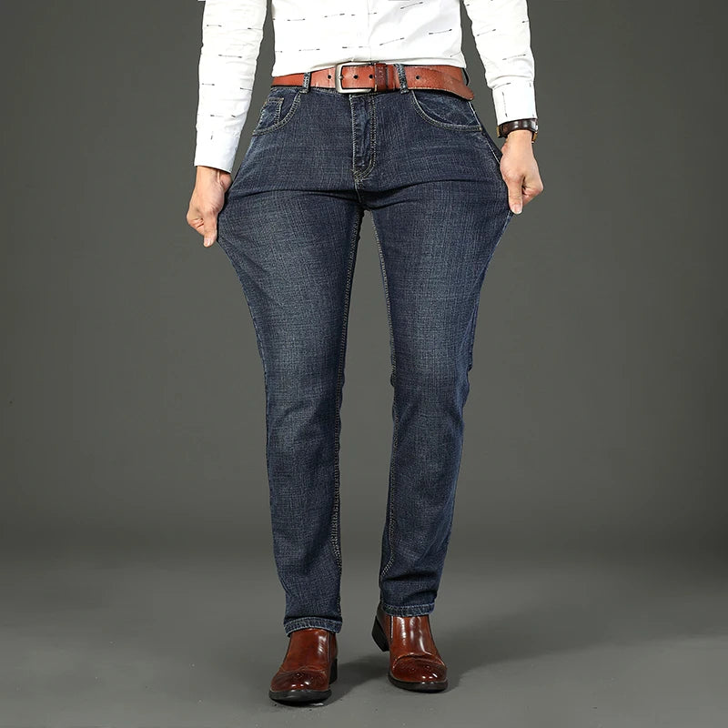 Wthinlee 8 Models Spring Autumn Business Jeans Men Casual Straight Stretch Fashion Classic Work Denim Trousers Brand Clothing