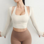 Cloud Rise Damen Yoga-Shirts Sport-Trainings-T-Shirt Sexy Mädchen Langarm-Bluse Fitnessstudio Fitness Crop Top Herbst Winter Sportbekleidung