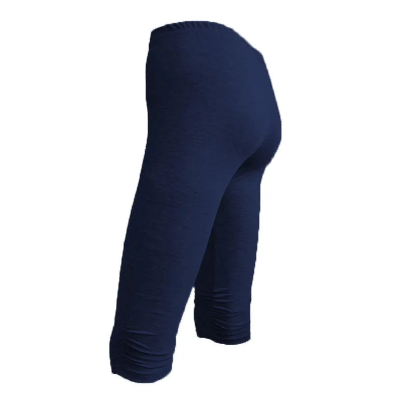 Elastic High Waist Sporty Women Clothing Skinny Pants Elastic Quick Dry 3/4 Sports Leggings Short Trousers Casual Solid Summer