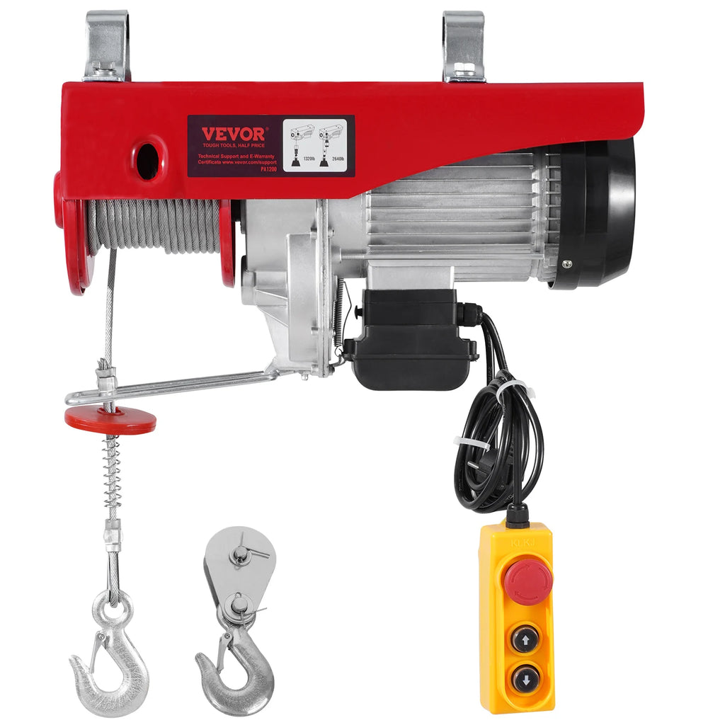 SucceBuy 2640Lbs Elektrischer Hebezug Winde 230V mit 4,2m Kabelfernbedienung 12,2m Einzelkabel Hubhöhe Hebezug für Garage