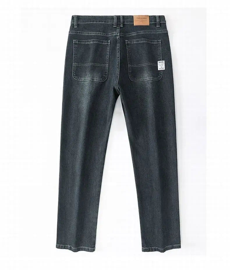 Herren Baggy Jeans Frühling und Herbst Lässige Gerade Stretch Vielseitige Weite Business Denim Hose Bequeme Loose Hose