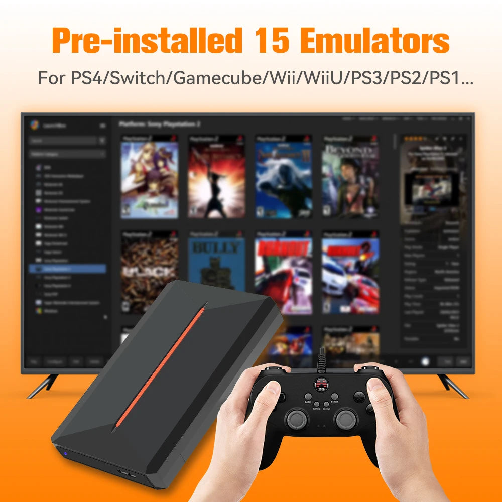 Launchbox 500GB Gaming-Festplatte, tragbare Gaming HDD mit über 3700 PC-/3D-Spielen für PS4/PS3/PS2/Wii/WiiU/Switch Spielekonsolen für PC