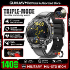 2026 Neue TANK Ultra 1400mAh Akku Militär Smartwatch 10ATM Wasserdicht Herzfrequenz Taktische LED Taschenlampe Herren Sportarmband