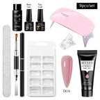 24-teiliges Set 20ml Poly Nail Extension Gel Kit Mini-UV-Lampe Versiegelung mit Basislack Überlack Professionelles Poly-UV-Nagelgel-Kit Starter-Kit