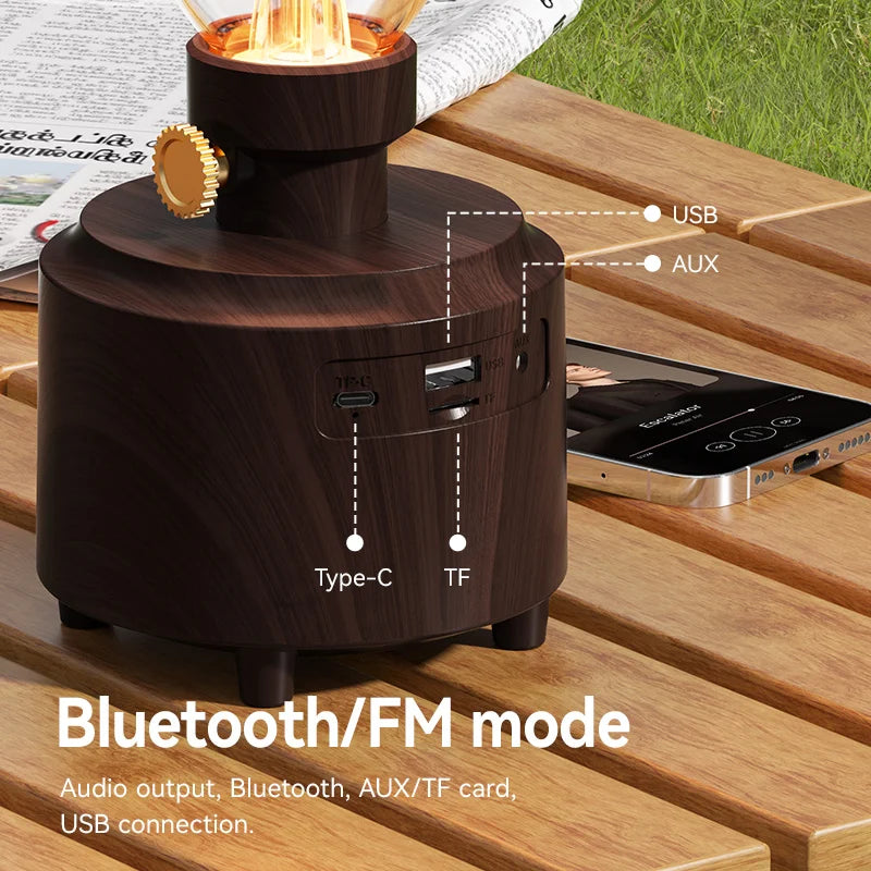 Retro Lampen-Stil Kabelloser Bluetooth-Lautsprecher mit Tragbarem FM-Radio und USB-Anschluss Bluetooth 5.3 Geeignet für Camping, Heimdekoration