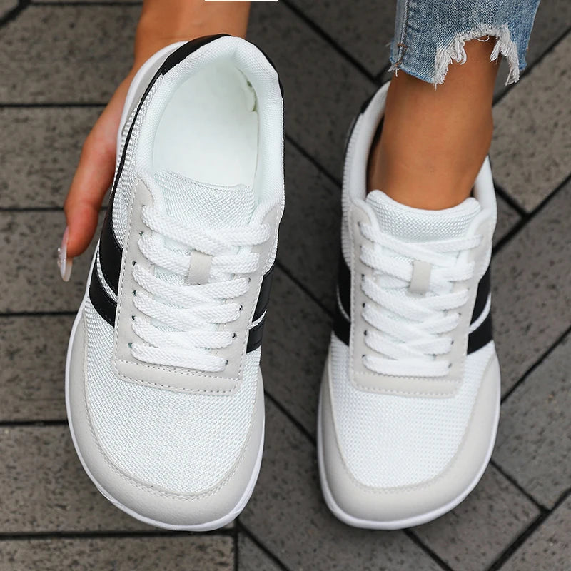 Damenschuhe Sneaker Weite Zehe Barfuß Casual Weiter Leisten Modische Leinwand Schwarz Flache Board-Schuhe Atmungsaktives Mesh Herrenschuhe Zweitbild