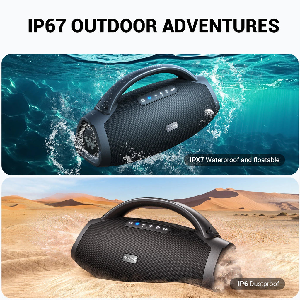 W-KING 200W RMS Portable Bluetooth Lautsprecher, Massive Bass Party Boombox IPX7 Wasserdichter Lautsprecher Groß, Lauter Outdoor Lautsprecher