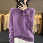 100 % Merinowolle Pullover Damen O-Ausschnitt Kaschmir Strickwaren Female Pullover Herbst Winter Freizeit Oberteile Einfarbig Weiche Kleidung