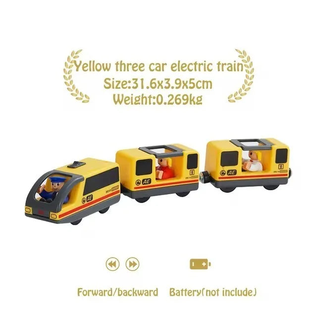 Magnetic Train Toys Electric Car Locomotive Diecast Slot Wooden Railway Accessories fit for Brand Wooden Tracks Kids Toys