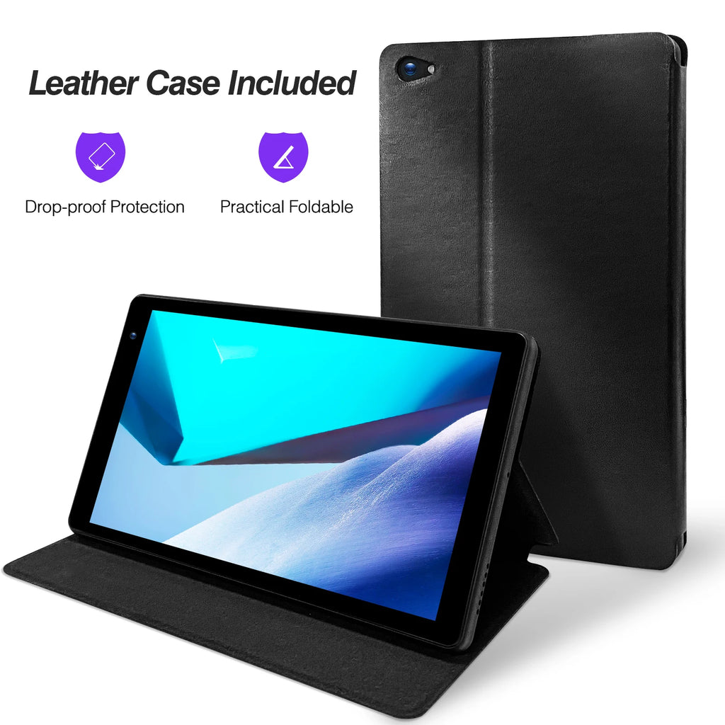 PRITOM 7 Zoll Tablet PC 32 GB Android 11 mit Quad-Core-Prozessor HD-IPS-Display Dual-Kamera WiFi mit PU-Schutzhülle