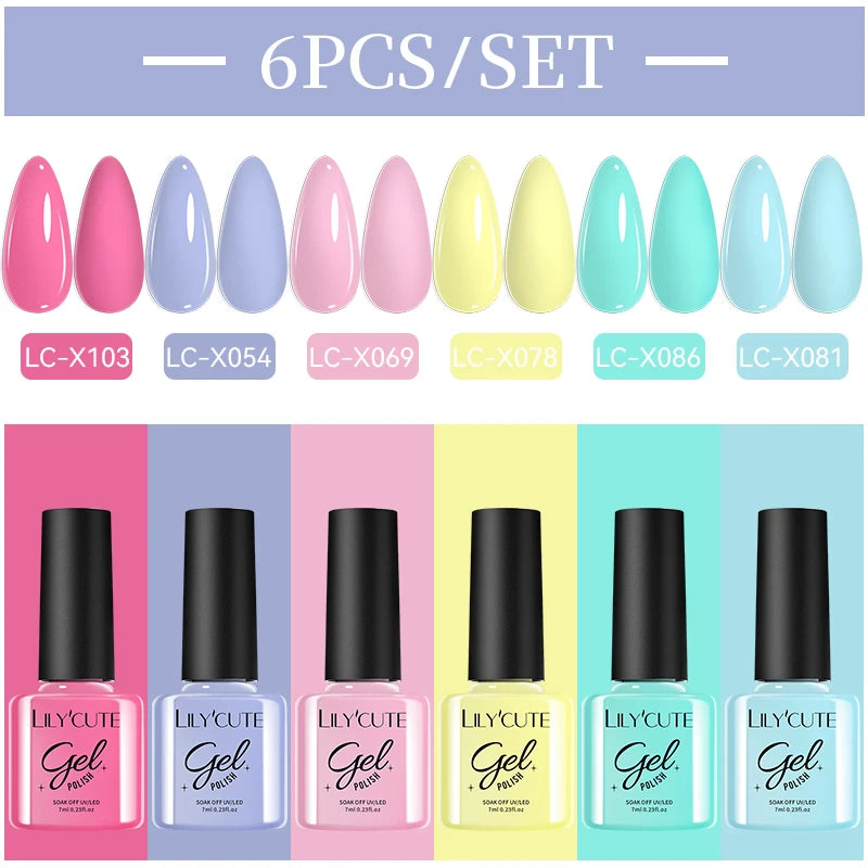 LILYCUTE Nagelgel-Politur-Set, Rosa Grün, Frühling, DIY-Nagelkunst-Design, lang anhaltend, Soak Off UV Gel, Maniküre, Malgel, Vernis-Kit