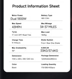 SUNNIGOO X7/X7PRO Elektroroller 3600W Doppelmotor Leistungsstark Max. Geschwindigkeit 60-65km/h 11 Zoll Offroad-Reifen Faltbarer Leistungsstarker E-Scooter 60KM Reichweite Wasserdicht IP54 NFC-Sperre Duale Bremsen All-Terrain-Scooter
